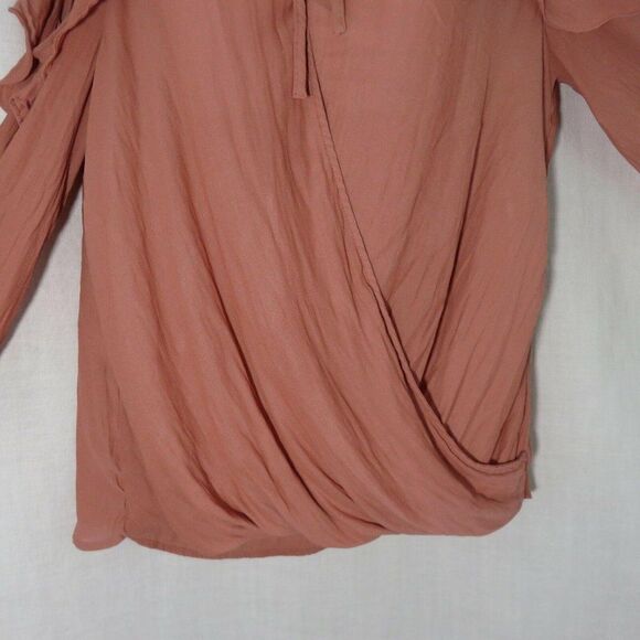 Anthropologie Maeve Liesel Cold Shoulder Ruffle Blouse M Dusty Rose Boho Shirt - Picture 3 of 9